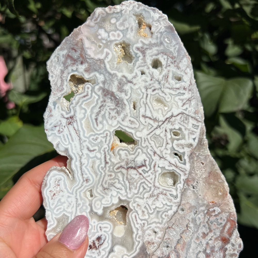 Mexican lace (1) agate slab with stand | crystal - Picture 1 of 14